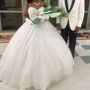 White Glitter Quinceanera Dress